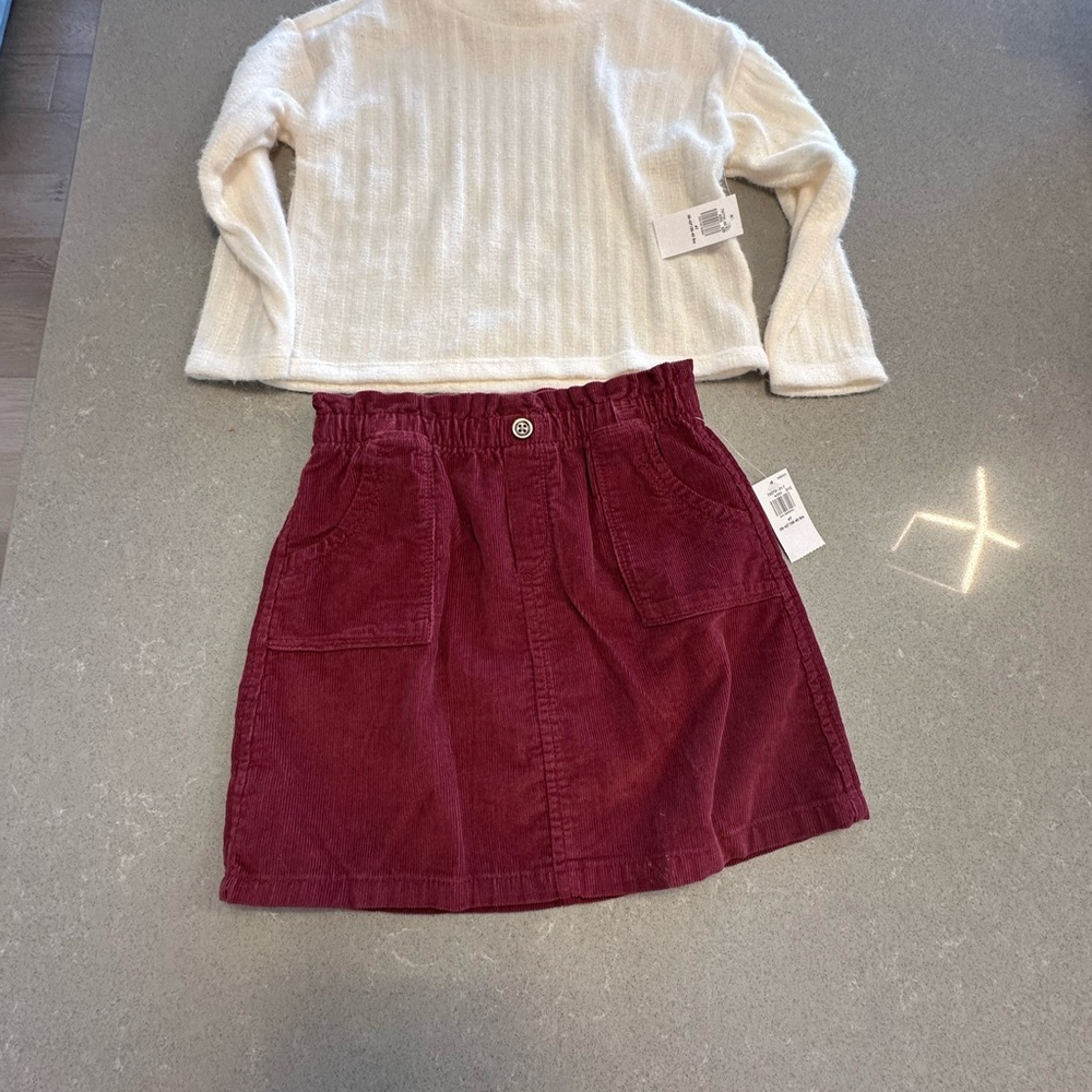 NWT- Old Navy 4T Cream Sweater and Burgundy Skirt Set